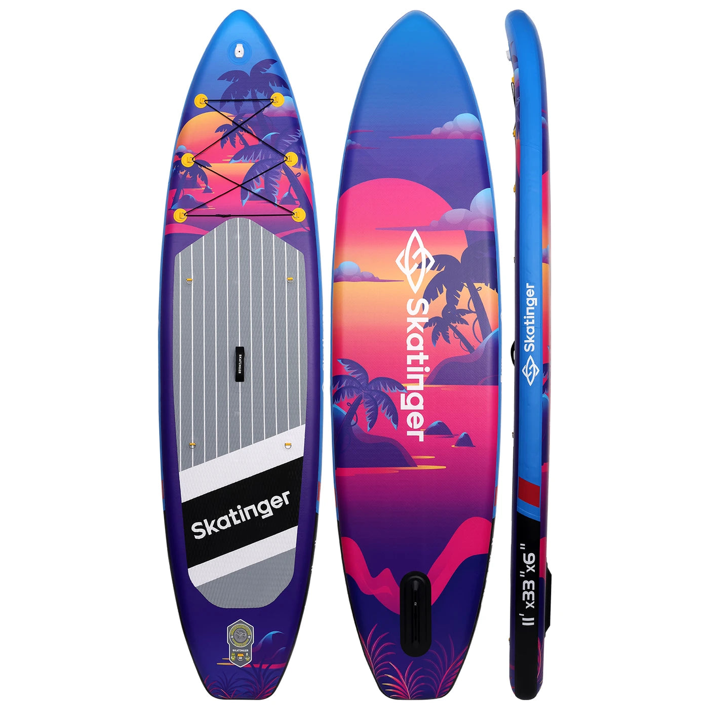 SKATINGER Sunset Stand-Up Paddleboard 11 x 33 x 6 inch - PVC - Dubbelwandig - Tot 20 PSI