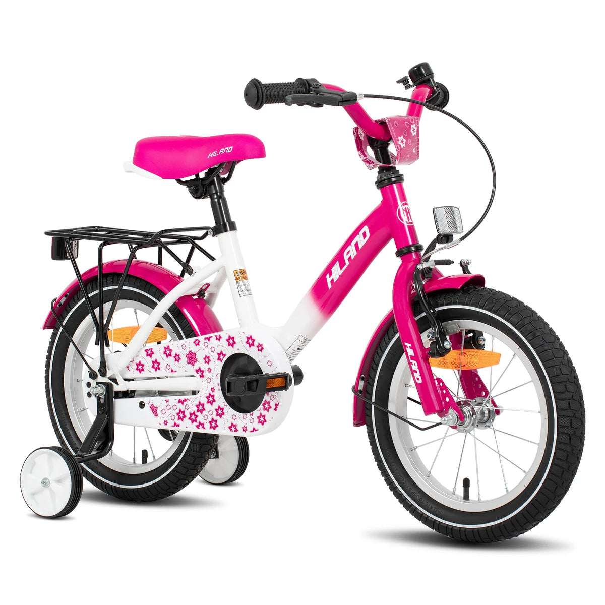 Hiland Starry Kinderfiets 12 inch - Roze - met Zijwieltjes, 2-7 jaar