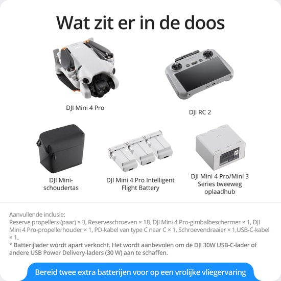 DJI Mini 4 Pro - Drone - Fly More Combo - Met RC331 Smart Controller