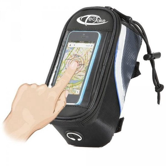 TecTake - Frametas fietstas voor o.a. smartphone e.d. zwart blauw S 401606