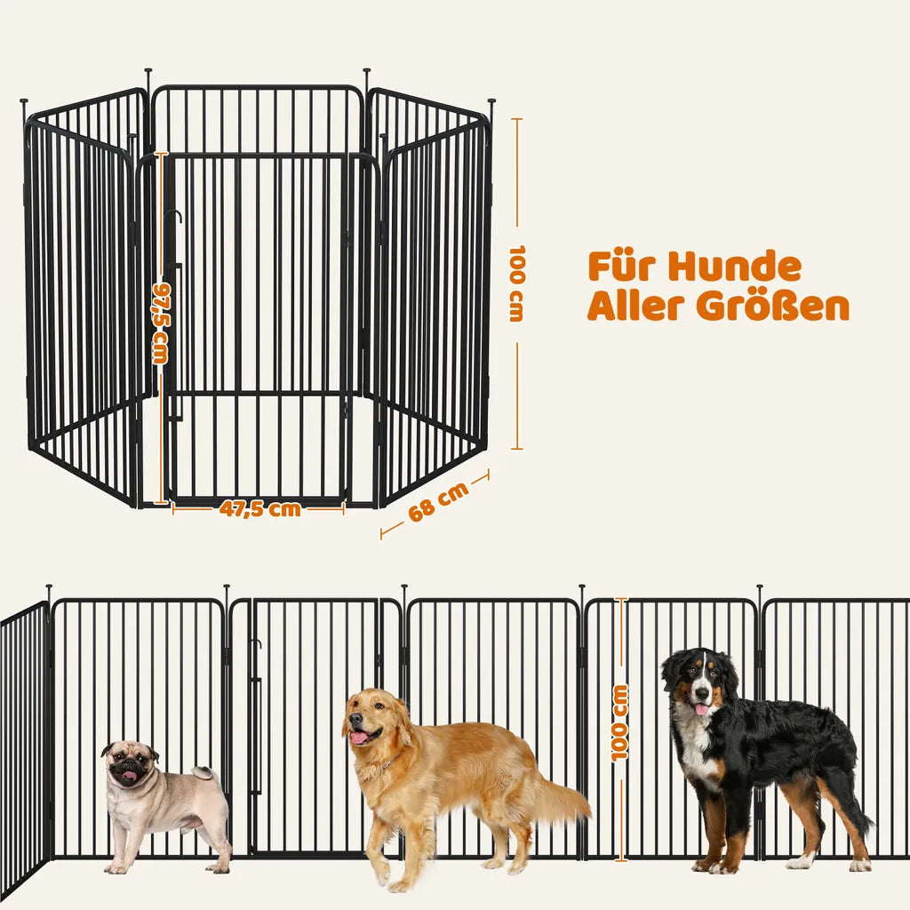 Yaheetech Puppyren & Hondenren 8 Panelen - Zwart - 80 cm Hoog - Opvouwbaar met Deur en Veiligheidsslot