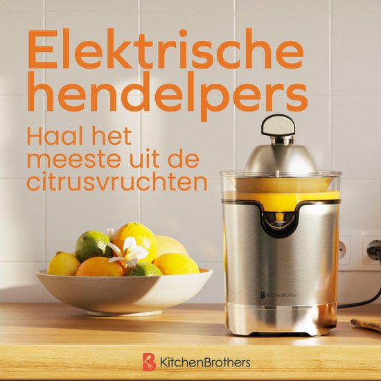 KitchenBrothers Citruspers - Compact - Met Uitloop en Pershendel - 0.35L - RVS