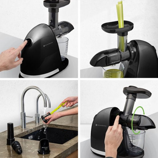 KitchenBrothers Slowjuicer - Juicer - Groenten en Fruitpers - 700ml - Met Pulpreservoir - Juice Maker - Zwart