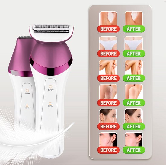 Sansbeauté® 6-in-1 Ladyshave - Gezicht - Oksels - Benen - Bikinilijn - Scheerapparaat Vrouw - Epilator - Epileerapparaat Dames - Trimmer Vrouw - Bikinitrimmer - USB Oplaadbaar