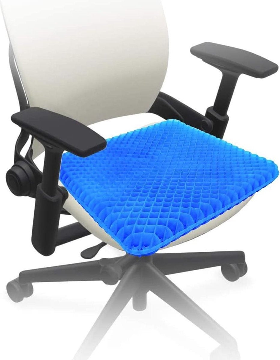 Fuegobird Gelkussen - Ergonomisch kussen - Zitkussen orthopedisch - Dubbellaagse honingraatstructuur - Met Kussenhoes - Blauw