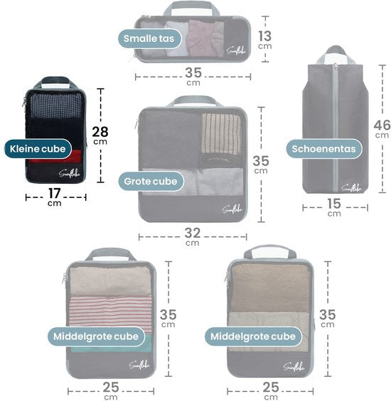 Packing Cube met Compressierits - Losse Compressie Cube - S - Mesh Zwart | Sunflake