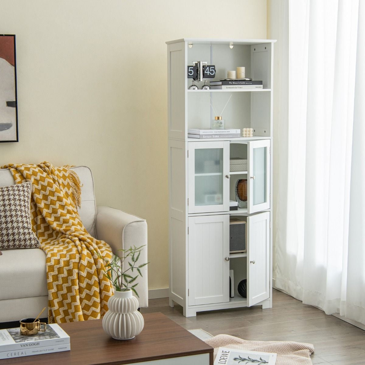 Coast Badkamerkast - MDF met glas - 60 x 30 x 163 cm - Wit