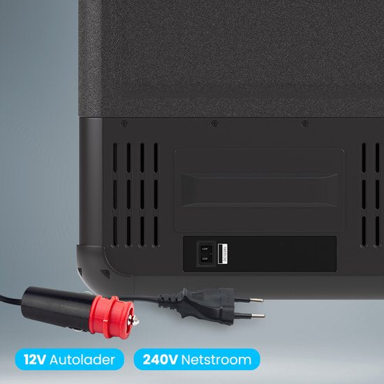 Auronic Elektrische Koelbox - Compressor - Twee Zones - 12V 230 Volt - Camping Koelkast - Auto - Vriezen en Koelen - 55L - Frigobox - Zwart/Grijs