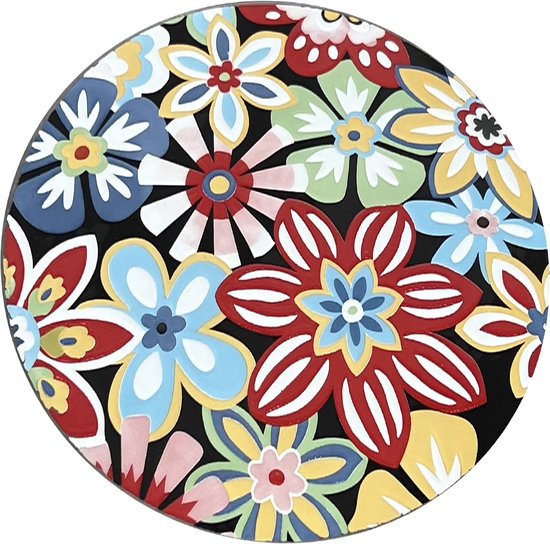 AXI Amélie Bistro Tafel - Fiesta Flower – Metalen tuintafel – Rond – 60 x 60 x 75 cm - Mozaïeklook – Ingelegd met keramische tegel – Voor tuin, terras en balkon