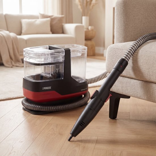 Princess Stoom Vlekkenreiniger - Tapijtreiniger - Meubelreiniger - Incl. 3 Opzetstukken - 1100ml - Krachtige Stof & Vlekverwijderaar - Geschikt voor Bank, Meubels & Auto - Spot Master Plus Hot 332023
