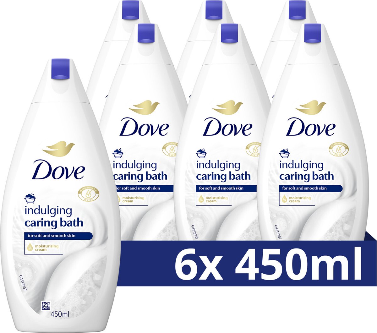 Dove Caring Bath Indulging Cream Badcrème - Hydraterend Badschuim - 6 x 450 ml - Voordeelverpakking