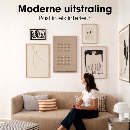 Mica Decorations Wanddecoratie - Wandpaneel Abstracte Kunst 60 x 40 x 3 cm - Woondecoratie voor Woonkamer of Slaapkamer - Donkerbruin