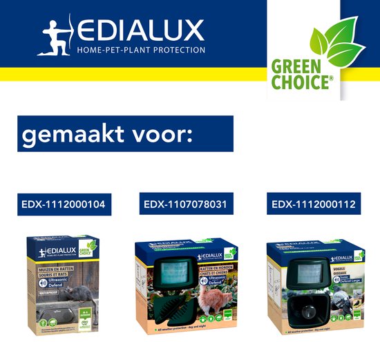 Edialux Netadapter 230V, voeding voor ultrasone dierenverjagers, 1m kabel + 10m verlengkabel, geschikt voor kattenverjager, hondenverjager, vogelverjager, plug and play