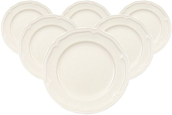 Villeroy & Boch Manoir Ontbijtborden 20,7 cm – Set van 6 – Wit Porselein
