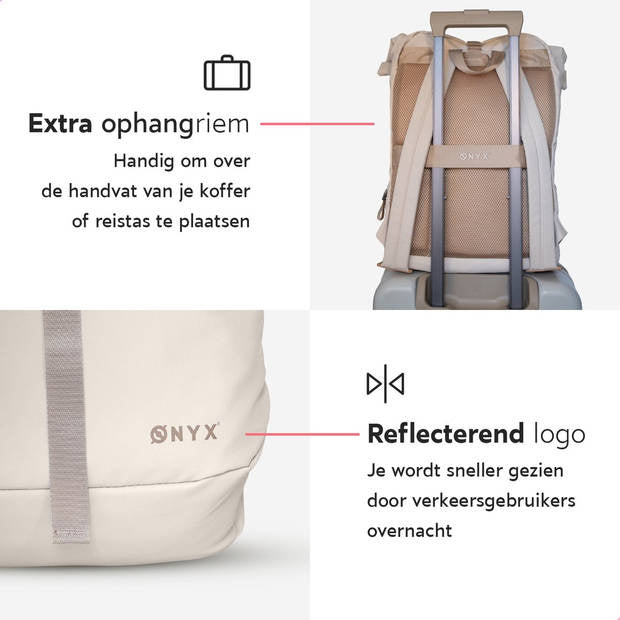 ONYX Rolltop Rugzak 25 tot 40L - Met Laptopvak - Verstelbare Rugtas - Reistas - Waterbestendig en Duurzaam - Sand
