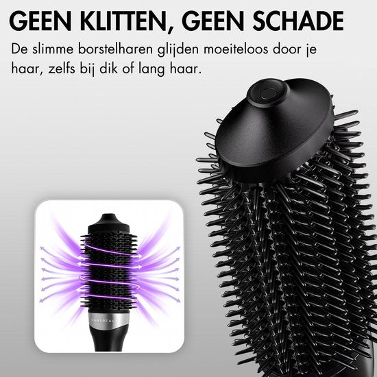 Sansbeauté® Wet-2-Dry Föhnborstel - Multistyler - Airstyler - Haarborstel - Krulborstel - Haarborstel - Stijlborstel - Warmteborstel - Volume en Krullen - Roterende Kabel