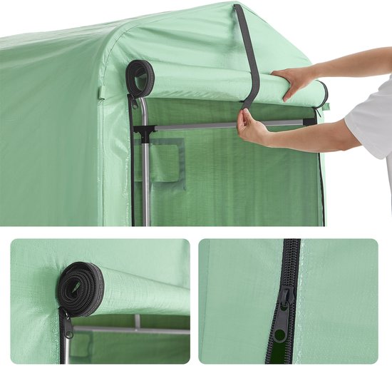 SoBuy KLS11-L-GR Tuinhuis, Waterdichte Buitenkast, Motorstalling met Haken, Fietsgarage en Gereedschapberging, Fietsenstalling, Opslagruimte, Groen, 159x219x165 cm