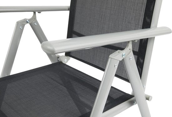 909 Outdoor - Tuinstoelen - Set van 2 - Verstelbare Rugleuning - Inklapbaar - Zitstoelen - Aluminium en Textileen - 69 x 56 x 106 cm