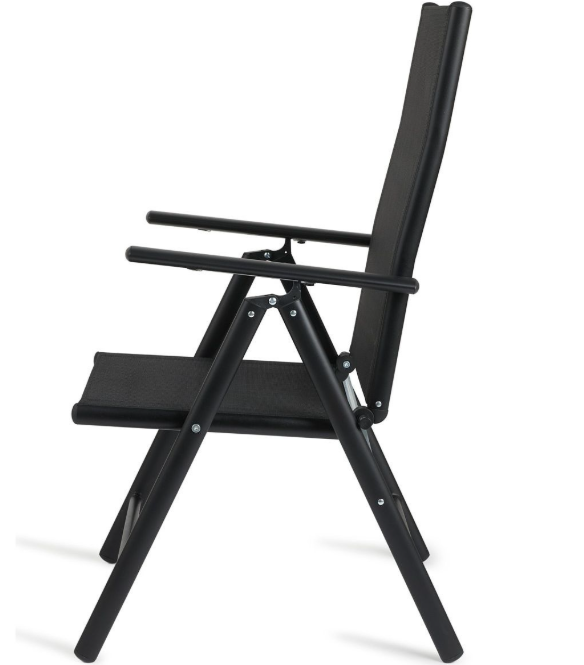Lifa Garden Set van 2 Aluminium Tuinstoelen – Verstelbaar – max. 120 kg – 69 x 56 x 106 cm – Zwart