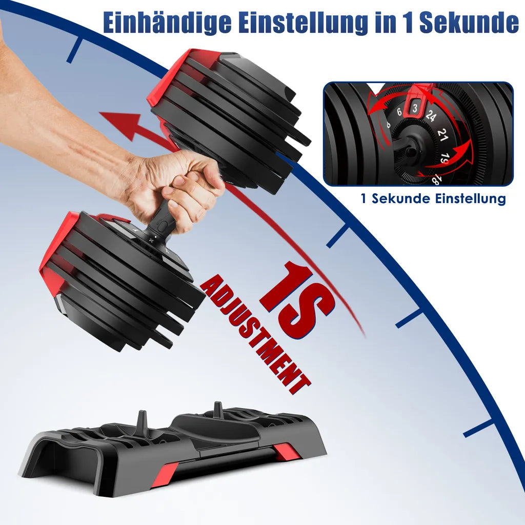 DH FitLife Verstelbare Halterset 2x 24 kg - 3-24 kg per halter - Zwart - Gietijzer - 12-in-1 systeem