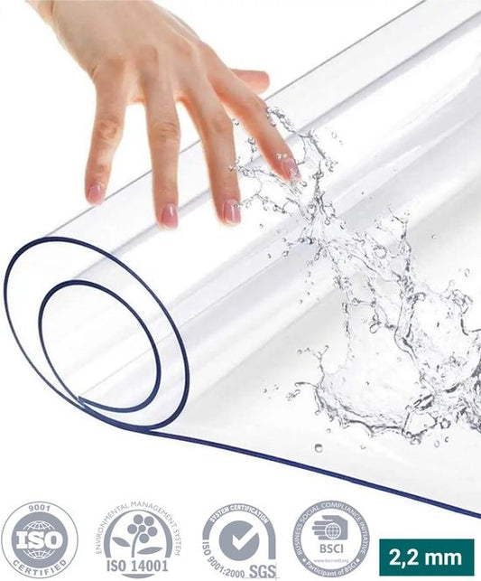 HOMEWELL Tafelbeschermer Transparant Glashelder 100x220cm - Doorzichtig Tafelzeil - Tafelkleed - Anti Slip en Hittebestendig - 2,2 mm