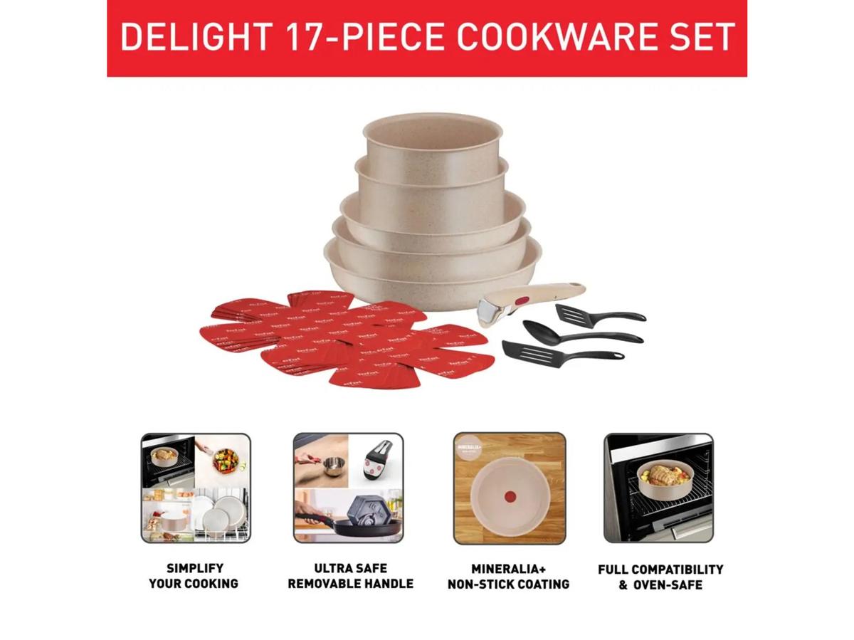 Tefal Ingenio Delight Pannenset - 17-delig - Aluminium met Mineralia anti-aanbaklaag - Diverse maten