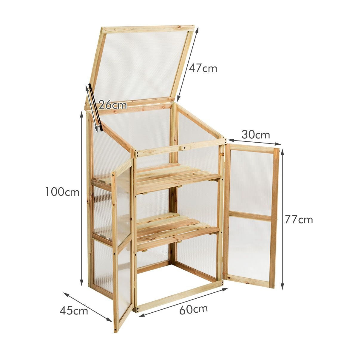 Coast Kleine Houten Tuinkas met 3 Niveaus - 60 x 45 x 100 cm