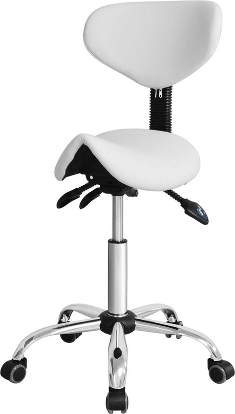 VDD Zadelkruk - Ergonomisch Design - Verstelbare Hoogte - 40x40x112 cm - Wit