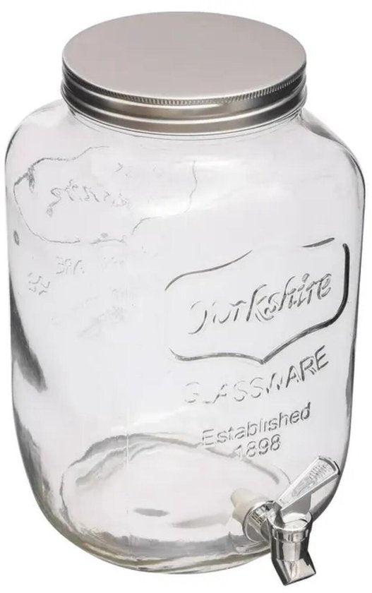 Secret de Gourmet drank dispenser - 8 liter - met kunststof kraantje en schroefdeksel - Glas - Sapdispenser - Drankdispenser