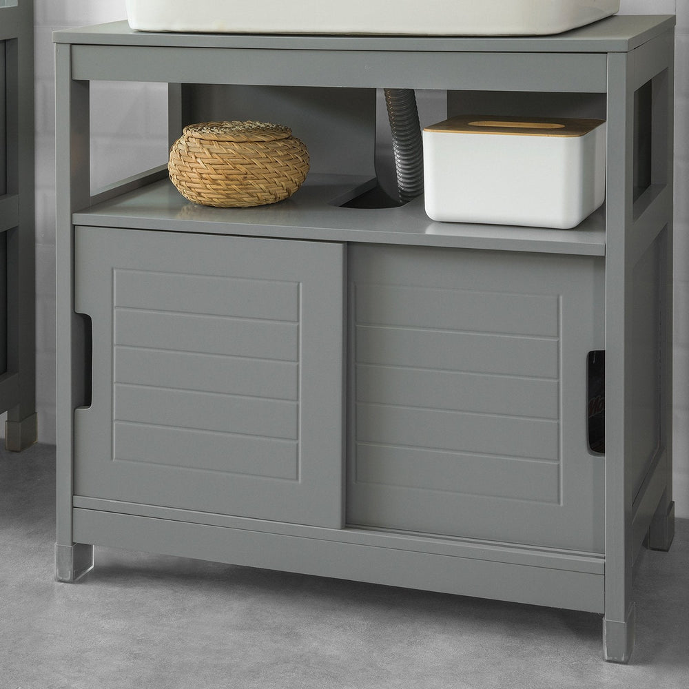 SoBuy FRG128-SG Wastafelmeubel - 2 Schuifdeuren 1 Plank - Grijs - 60x61x30 cm