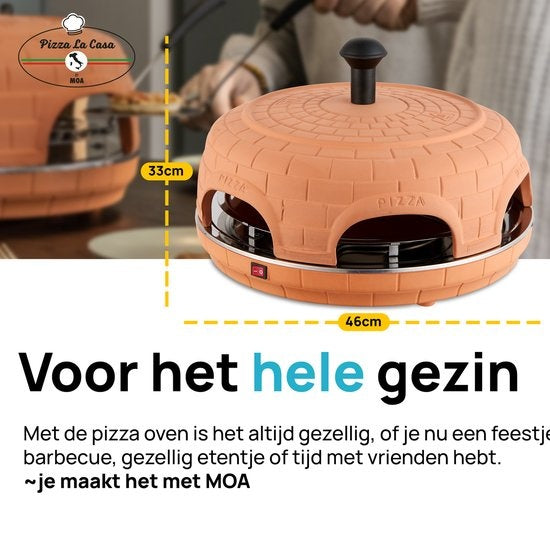 MOA Pizzarette - Pizza Oven - Pizza La Casa - 6 personen - RVS bakplaat - Terracotta - P06