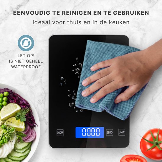 S.old Digitale Keukenweegschaal – Weegschaal Keuken - USB Oplaadbaar - 1gr tot 10kg – Tarra Functie - Zwart - 23x16x3 cm