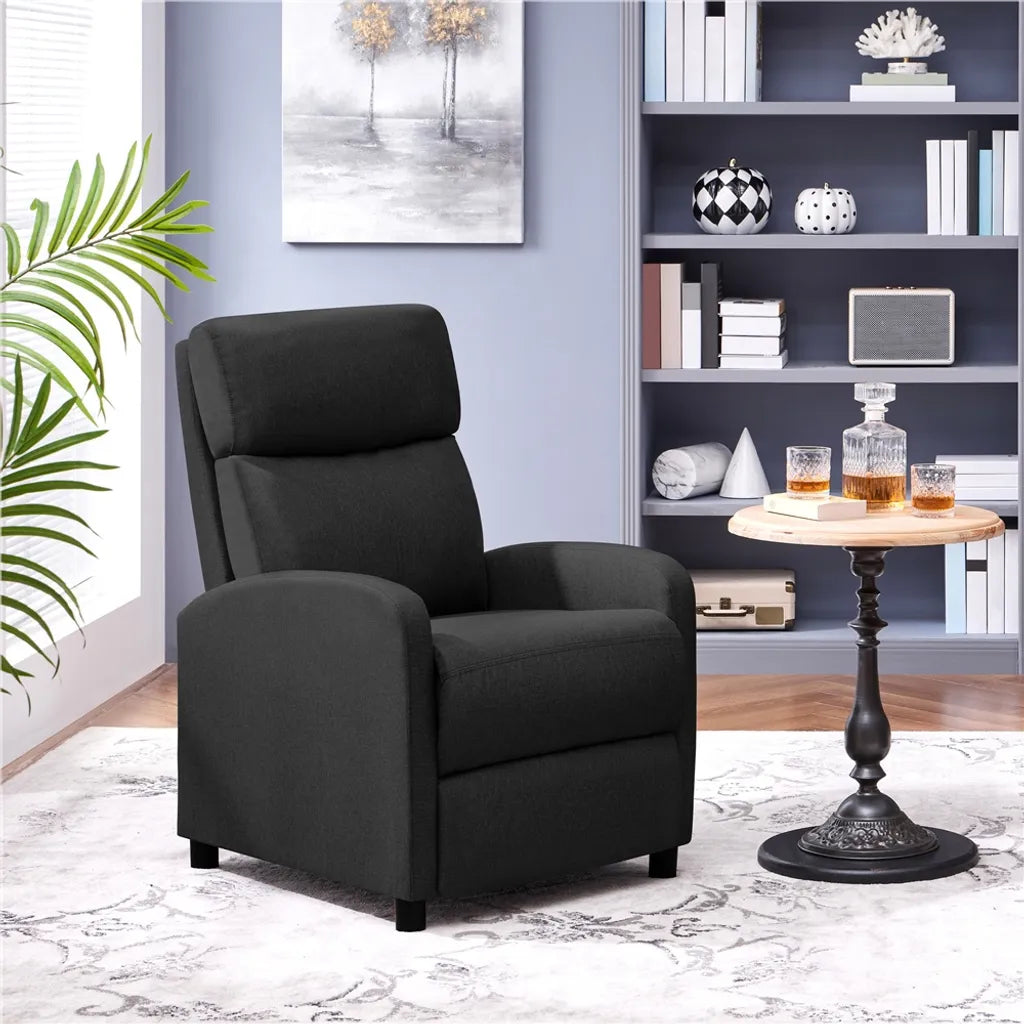 Yaheetech Relaxstoel – Zwart – 87 x 61,5 x 99 cm – Verstelbare Ligstoel met Voetsteun