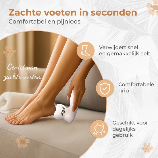 Nuvance Elektrische Eeltverwijderaar - Incl. 3 Schijven - Eeltverwijderaars - 12 Delige Pedicureset - Voetvijl - Usb Oplaadbaar - Wit