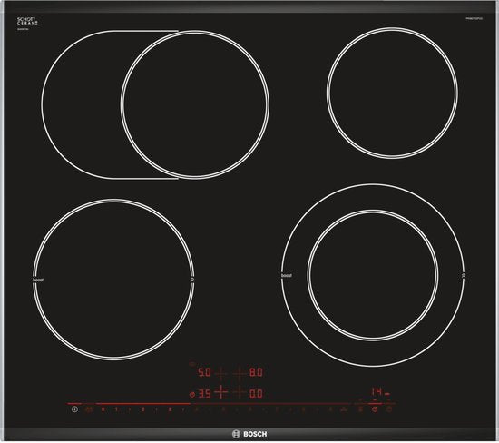 Bosch Serie 8 PKN675DP1D kookplaat Zwart, Roestvrijstaal Ingebouwd Keramisch 4 zone(s)