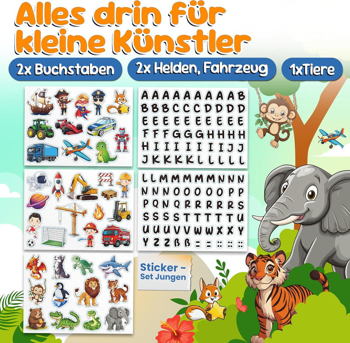 Funkelfuchs stickerset - jongens - 6 vellen