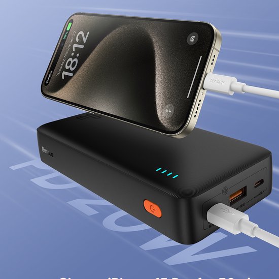 Baseus Airpow - Powerbank - 20W - 20000mAh - USB-A & USB-C Kabel