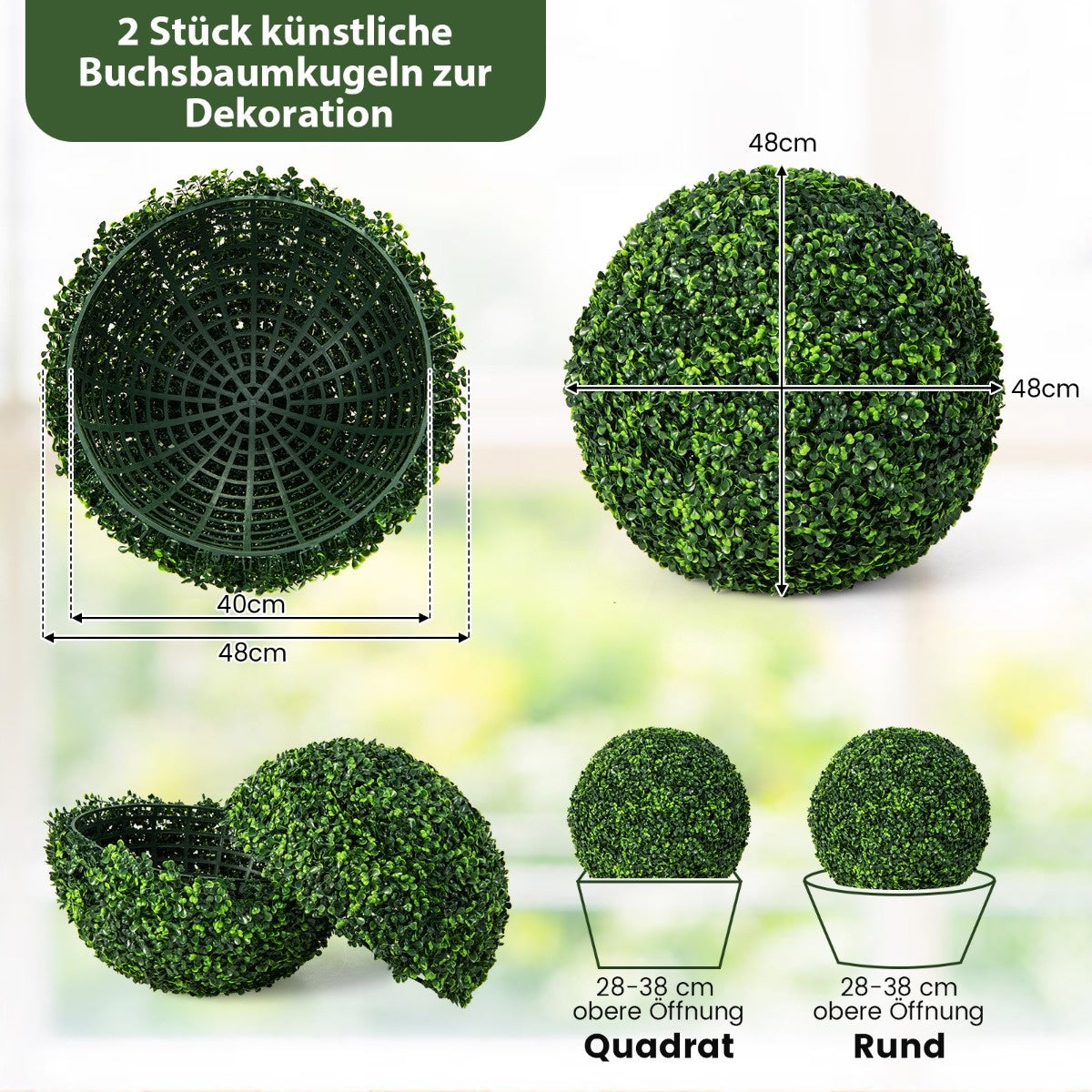 Coast 2-serie buxus UV-resistente decoratieve sferische planten 48 x 48 x 48 cm