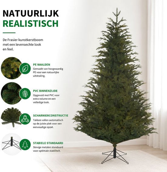 Black Box Trees Frasier Boom - Kerstboom met Natuurlijke Vorm - Kerstversiering voor Binnen - Kunstboom met Scharnierconstructie - Hoogte 185 x Diameter 124 cm - Groen