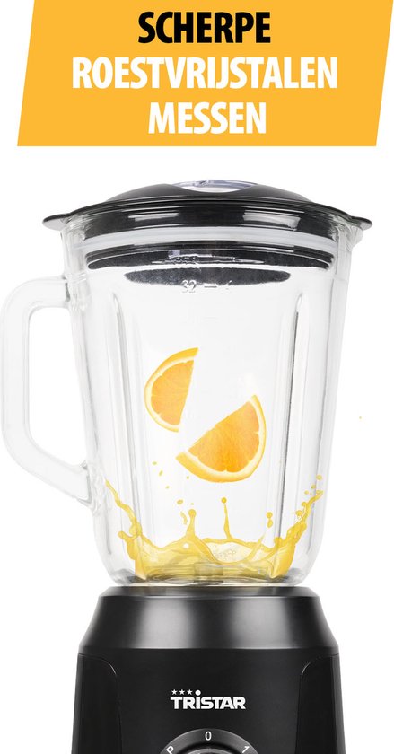 Tristar Blender 350W - BL-4482 - 1L - Smoothiemaker en ijscrusher - Zwart