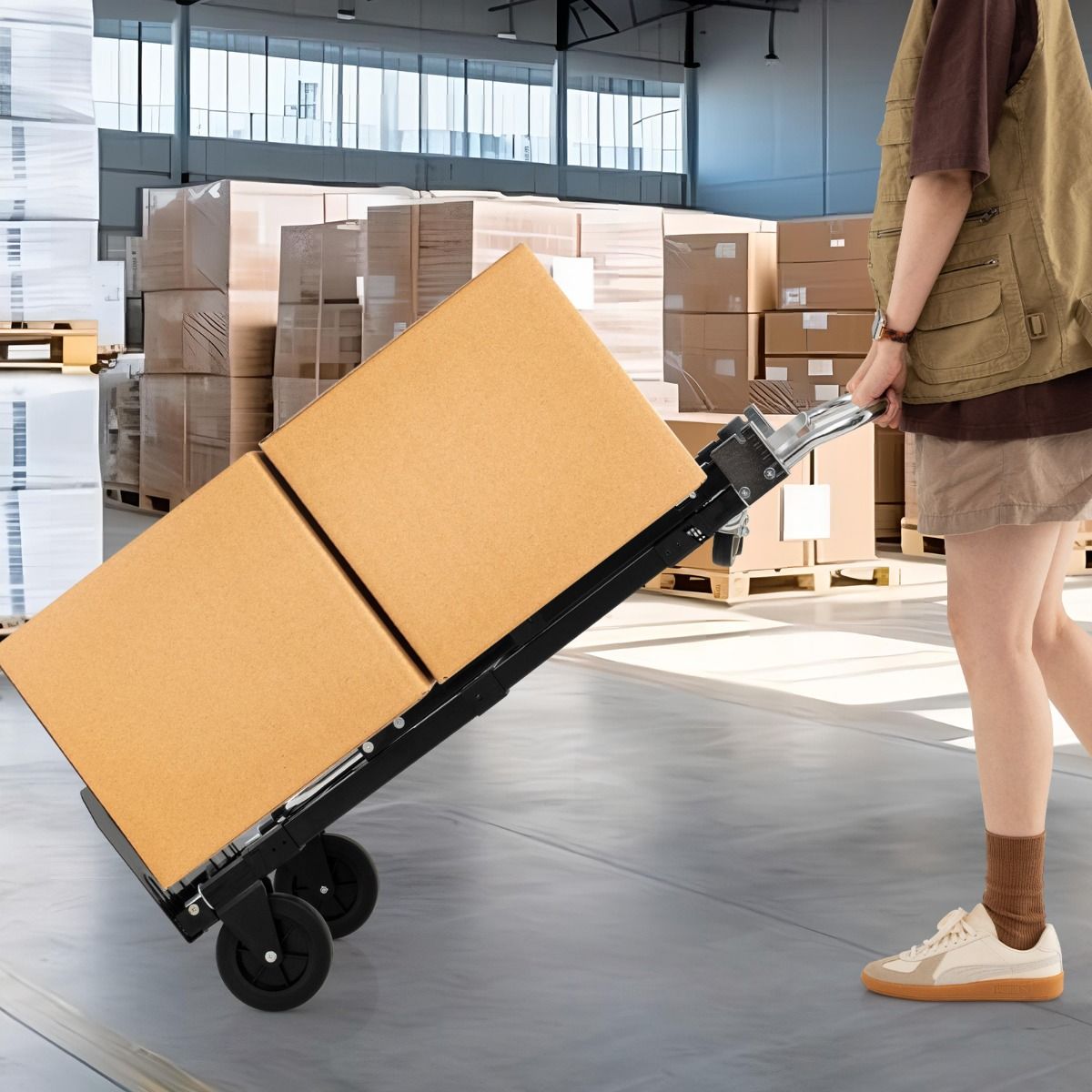 Coast Opvouwbare Transportwagen - 3-in-1 Steekwagen - Verstelbare Handgreep - Zwart