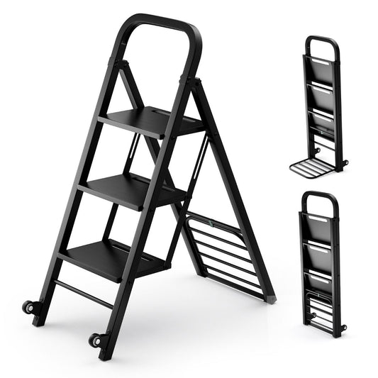 Coast Opvouwbare Trapladder en Trolley - 2-in-1 ontwerp - 3 brede treden - Zwart