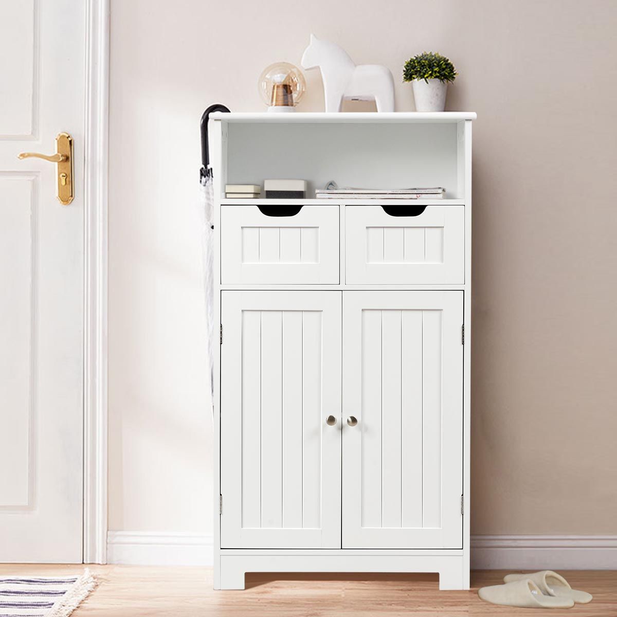 Coast Badkamerkast - met open plank - 2 deuren en 2 verstelbare lades - wit