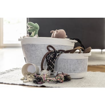 WENKO Bea Opbergmand Zwart - Ø35 x 26 cm - Katoen/Polyester