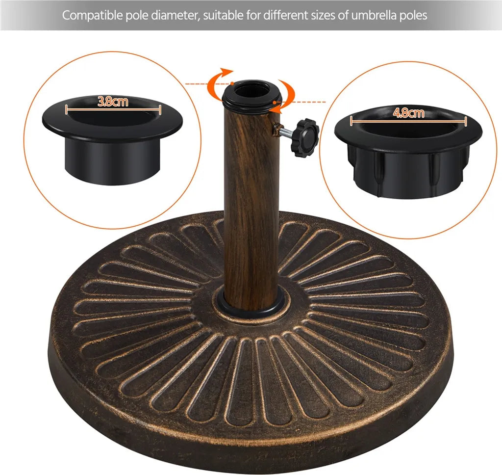 Yaheetech Parasolvoet 10 kg Ø46 cm - Brons - Ronde Parasolstandaard voor Parasolstokken Ø38/48 mm
