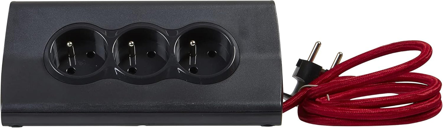 Bachmann Bureaublok met 3 Stopcontacten, 2 USB-poorten en Tablethouder – Zwart – 192 x 86 x 109 mm