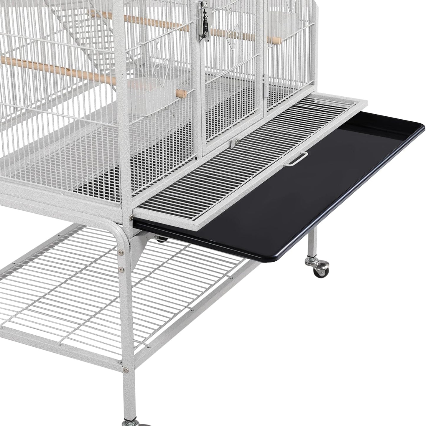 Yaheetech 175 cm Extra Grote Vogelkooi met Afneembare Standaard voor Middelgrote Papegaaien, Parkieten, Valkparkieten, Conures, Liefdesvogels, Grasparkieten en Finch – Wit