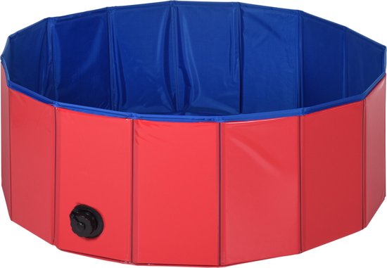 Dierenzwembad - Ø80x30cm - Hondenzwembad - Dierenplonsbassin - Rood/Blauw