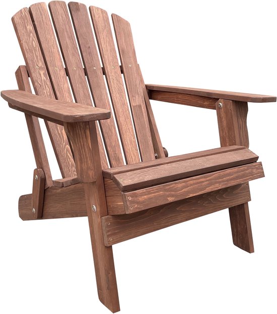 AXI Rosalie Adirondack Stoel Coffee – Houten loungestoel met armleuningen – Opklapbaar - Hoge rugleuning - Tuinstoel – 75,5 x 86,5 x 85 cm – FSC 100% Hemlockhout