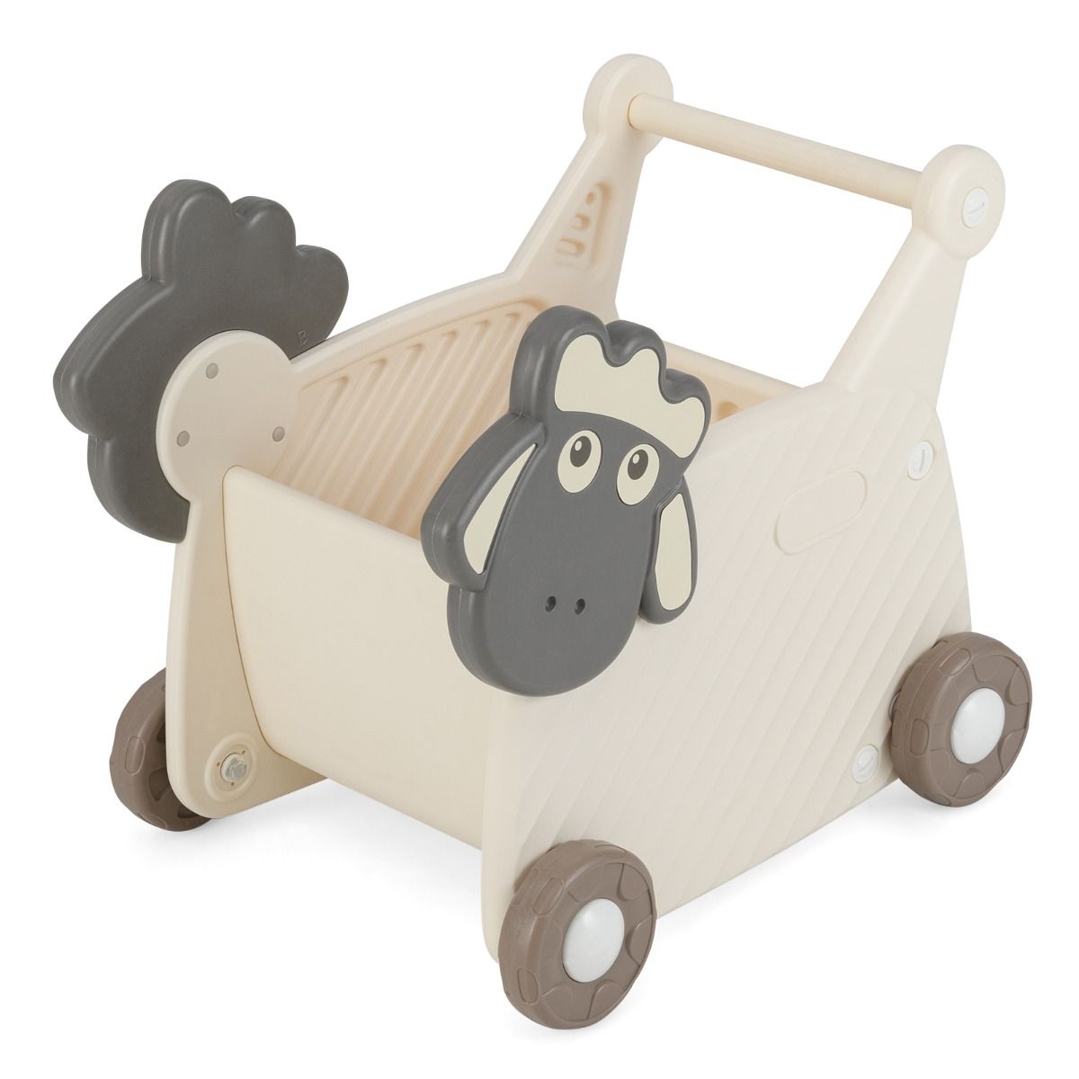 Coast Schaap Loopwagen voor Kinderen - 2-in-1 Opbergwagen en Looprek - 18 Liter - Beige en Grijs